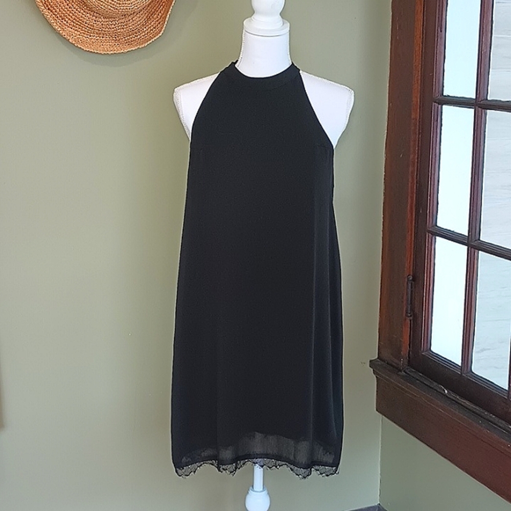 Fantaist Halter Top Dress Black Cotton Blend Wedding, Cocktail Size Large